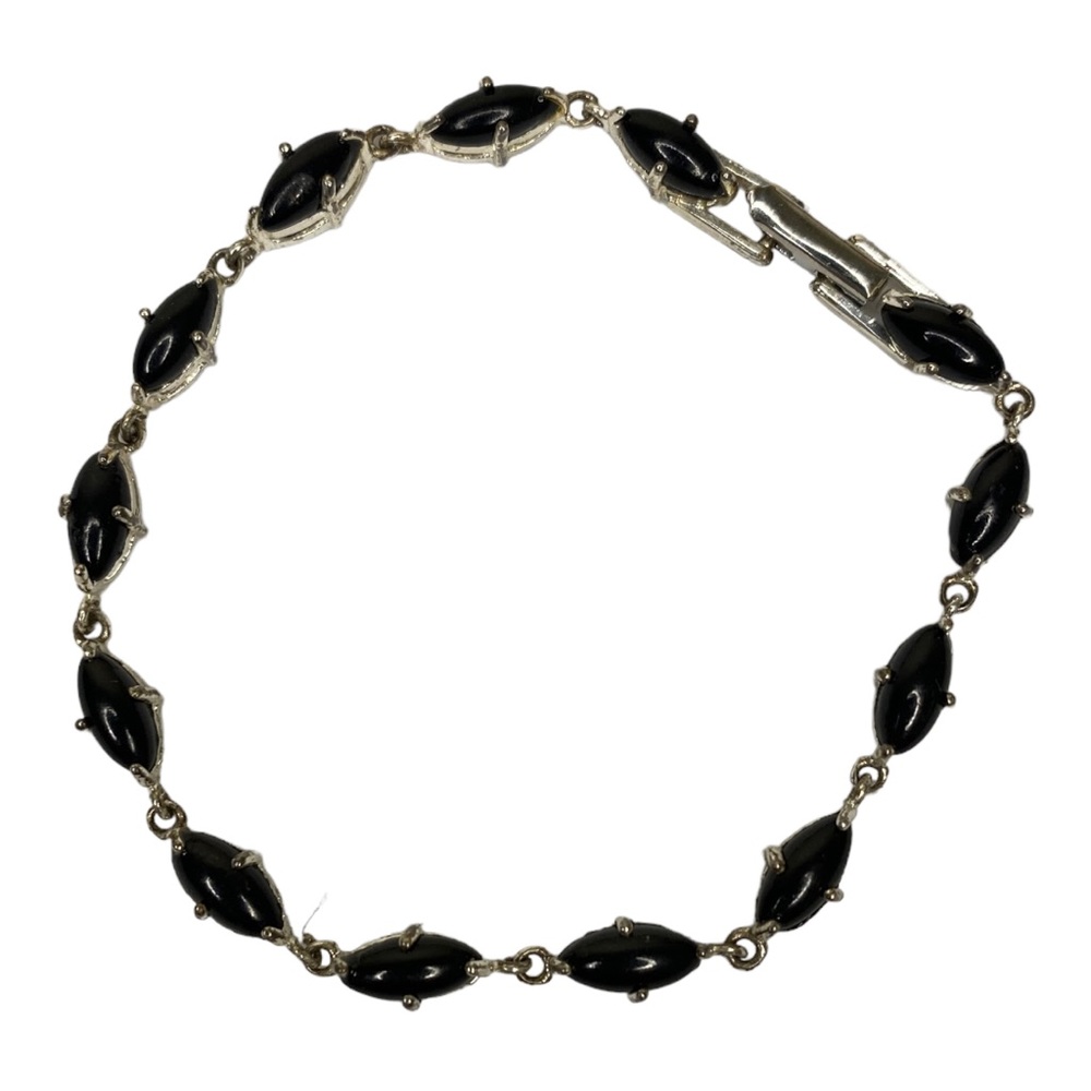 Monet Black Bead Silver Tone Bracelet